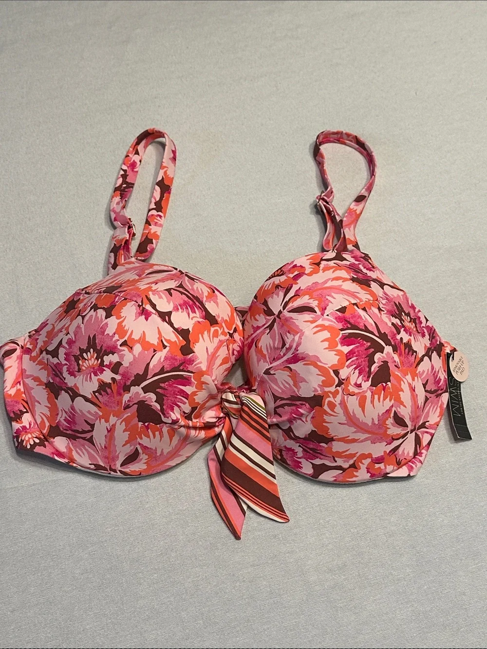 Victoria's Secret Pink Floral Push-up Bikini Top with Tie Accent